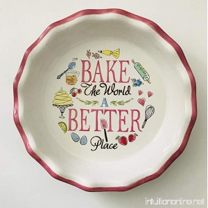 9 Inch Inside Ceramic Pie Plate | Hearts Or Checkered Decorate These Pie Plates | 10.5 inches x 2 inches (Bake The World Better) - B07CJP5BVP